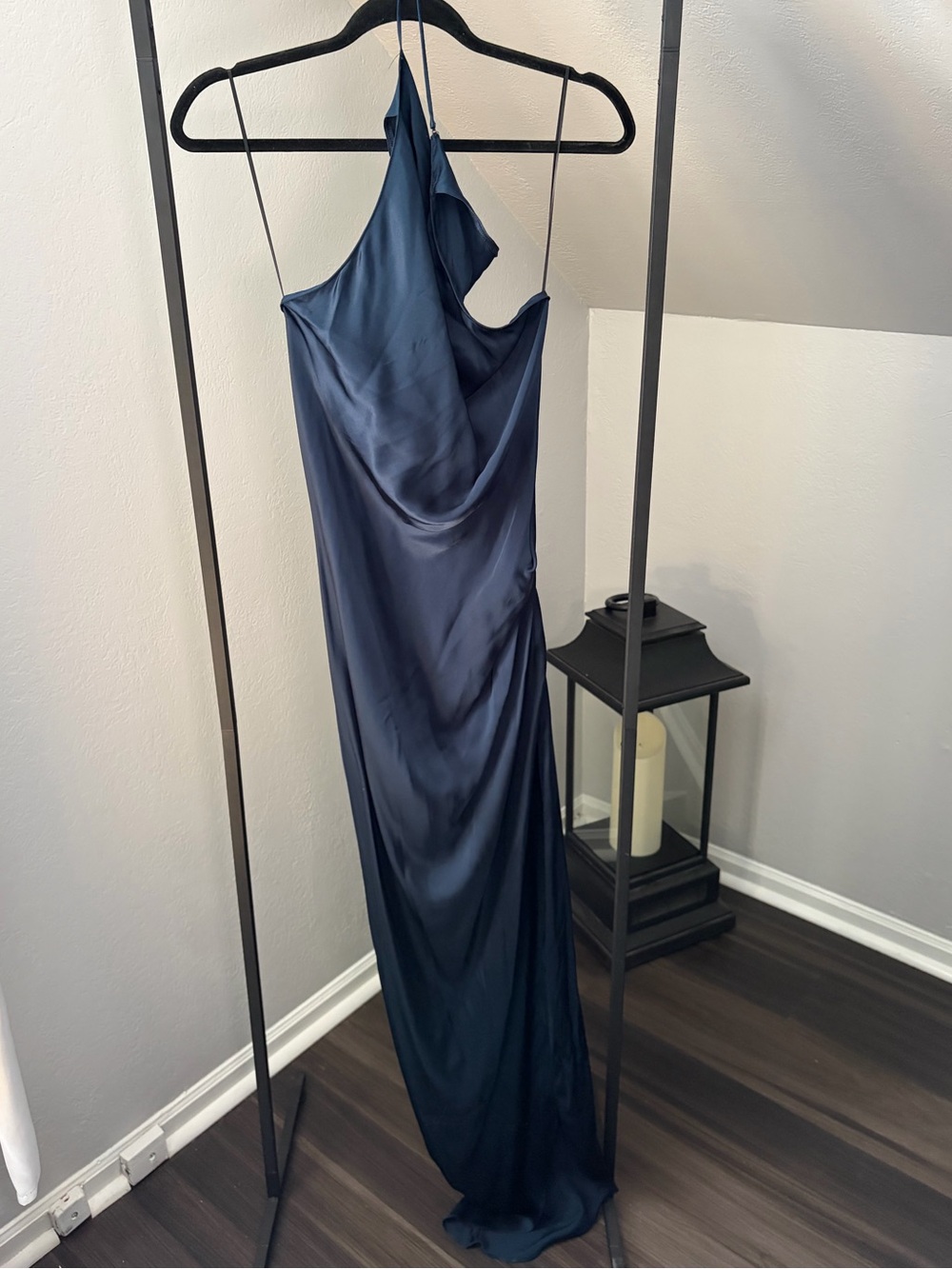 SATIN ONE SHOULDER SLIP DRESS